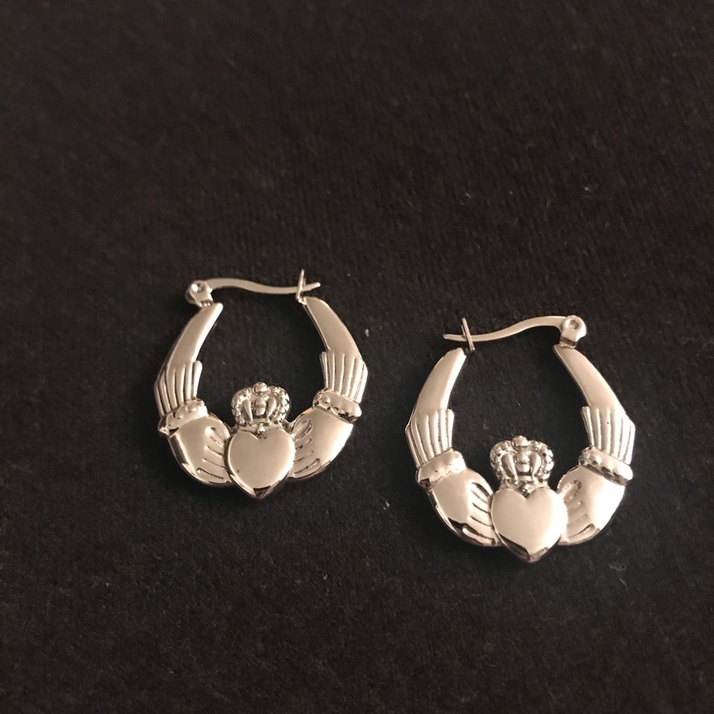 Brand New, Claddagh Hoop Earrings - Picture 2 of 2